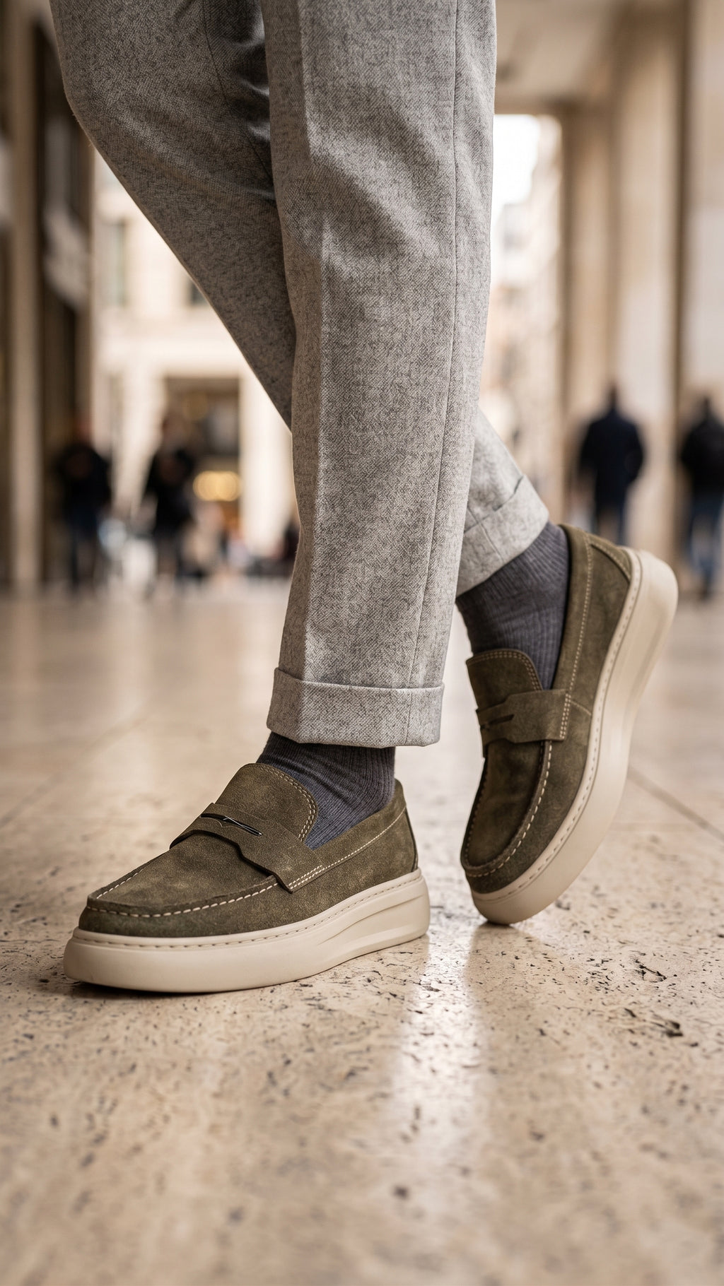Mocassin S1 daim vert