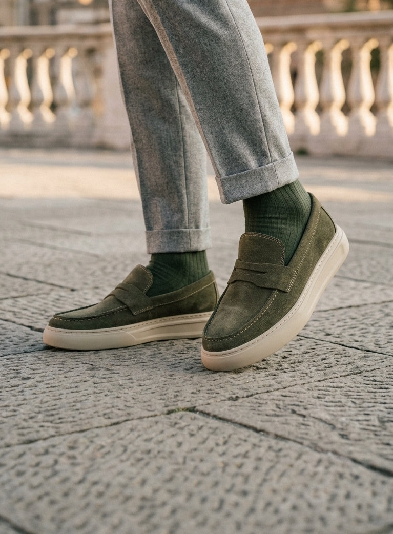 Mocassin S1 daim vert
