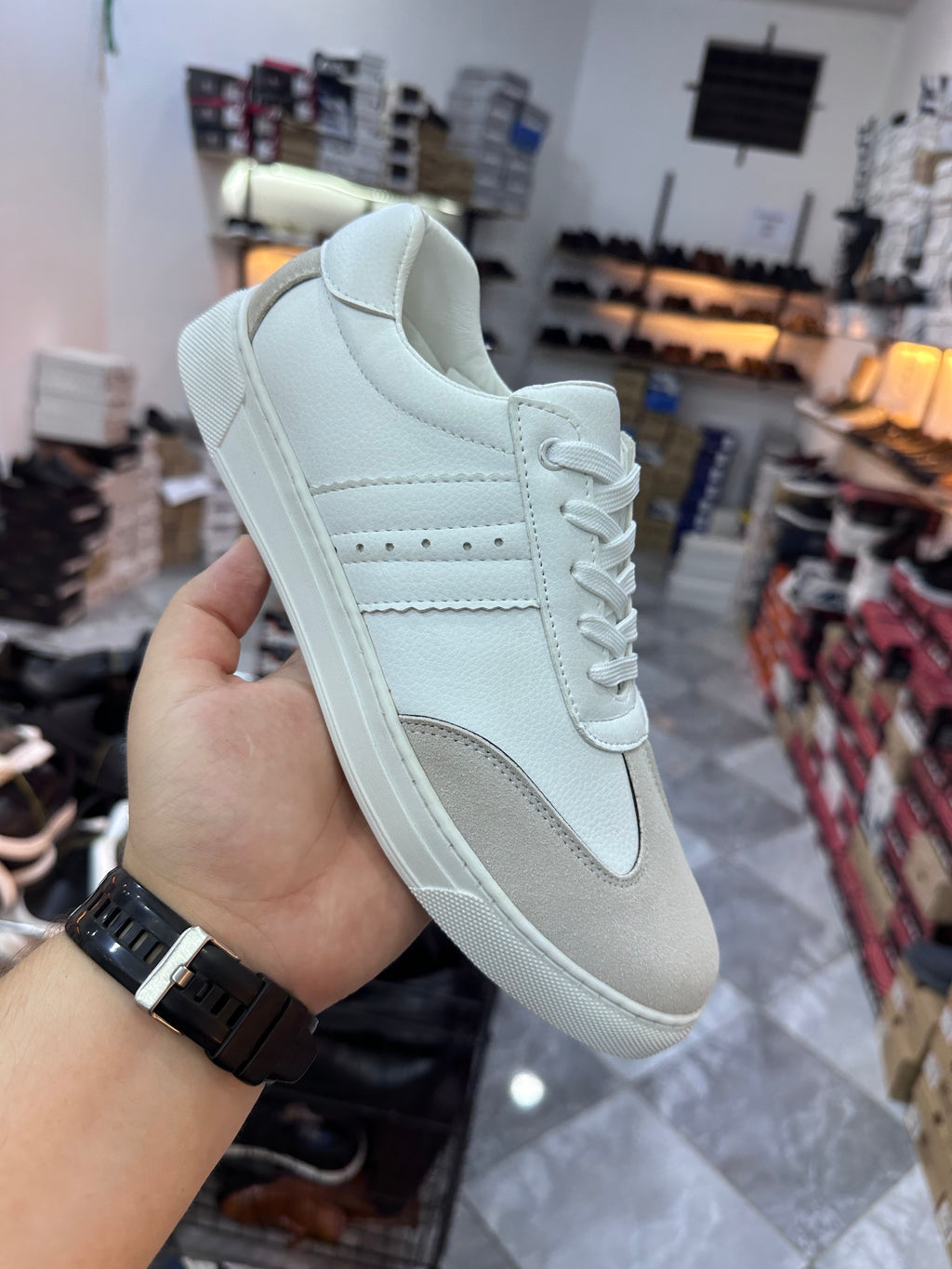 basket simba blanc gris cuir